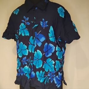 Elegant Floral Women's Blouse in Blue